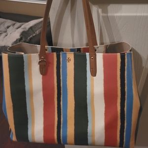 Oversized Tory Burch tote with matching zip coin case.